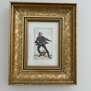 Joker of Bells Framed Art, mid 19th century Russian circus playing card